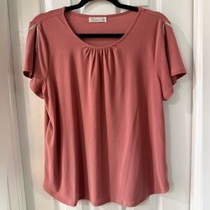 Pink Short Sleeve Scoop Neck Top